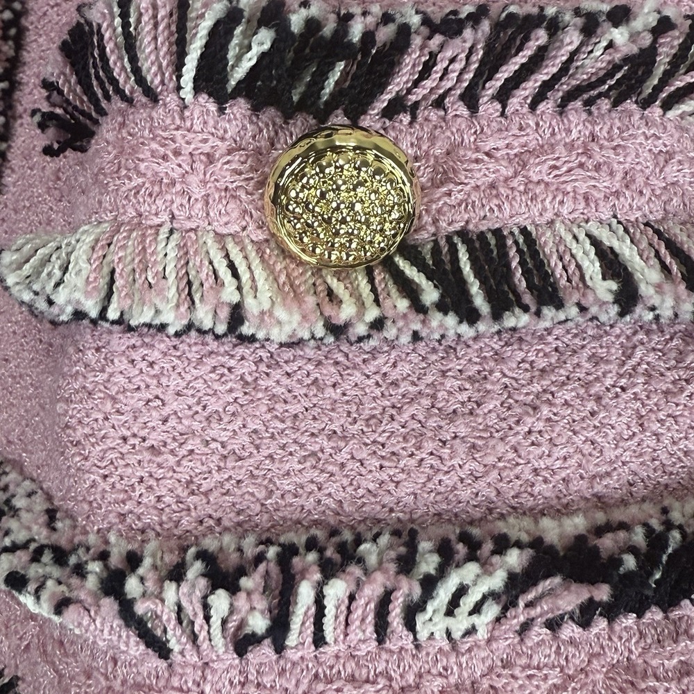 St John Collection Jacket Rose Pink Multi Boucle Knit Fringed Jacket/Blazer - Picture 4 of 7